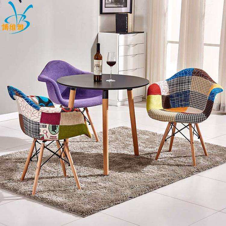 厂家伊姆斯布艺扶手椅休闲餐桌椅咖啡桌椅创意靠背椅子现货