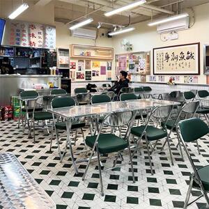 网红港YT-009风冰室圆桌港钢茶式餐厅奶茶店桌椅小吃店椅不锈折叠