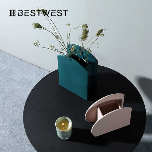 Best west 北欧ins风陶瓷小花瓶花器摆件 高档简约软装家居装饰品