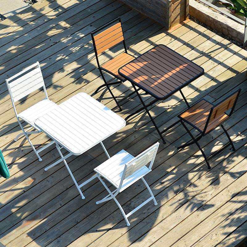 铁艺户外折叠桌椅套装庭院阳台休闲洽谈桌餐饮奶茶店外摆桌椅组合图片