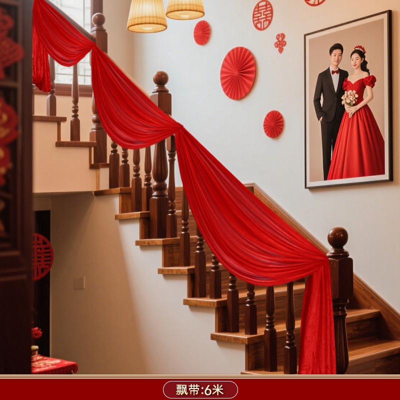 大号不锈钢楼梯扶手装饰结婚农村楼梯扶手结婚装饰拉花台阶背景图片