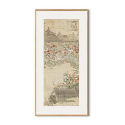 《秋花诗图》清张若霭名画中国风新中式客厅原木风沙发背景墙画