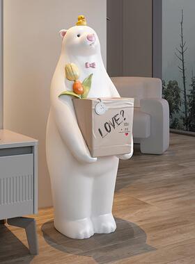 暴熊摆件客厅沙发旁收纳置物LFZ玄关大型落软饰品乔迁力新居装地