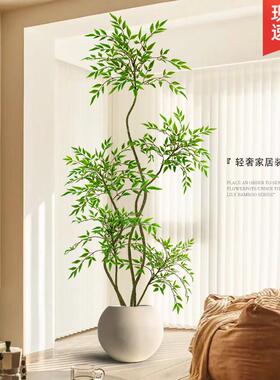 南天竹彷真绿色植物大型室内盆栽装饰花摆件客厅落地树高级彷生假
