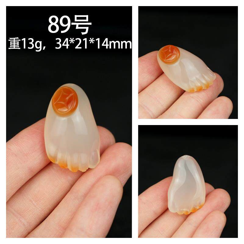 高档小号纯天然玛瑙原身石知件足常乐脚丫手把男士随红黄玩玉髓把
