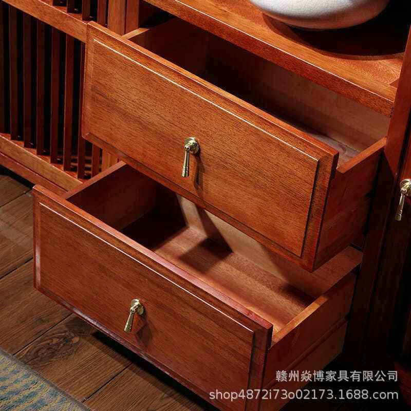 格木博古组合实木架置物架金花梨扇茶室宝屏风隔古董断展式柜中式