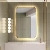 不锈钢新中式 镜子梅花带灯镜酒店化妆室智能浴室镜挂墙镜子壁挂镜