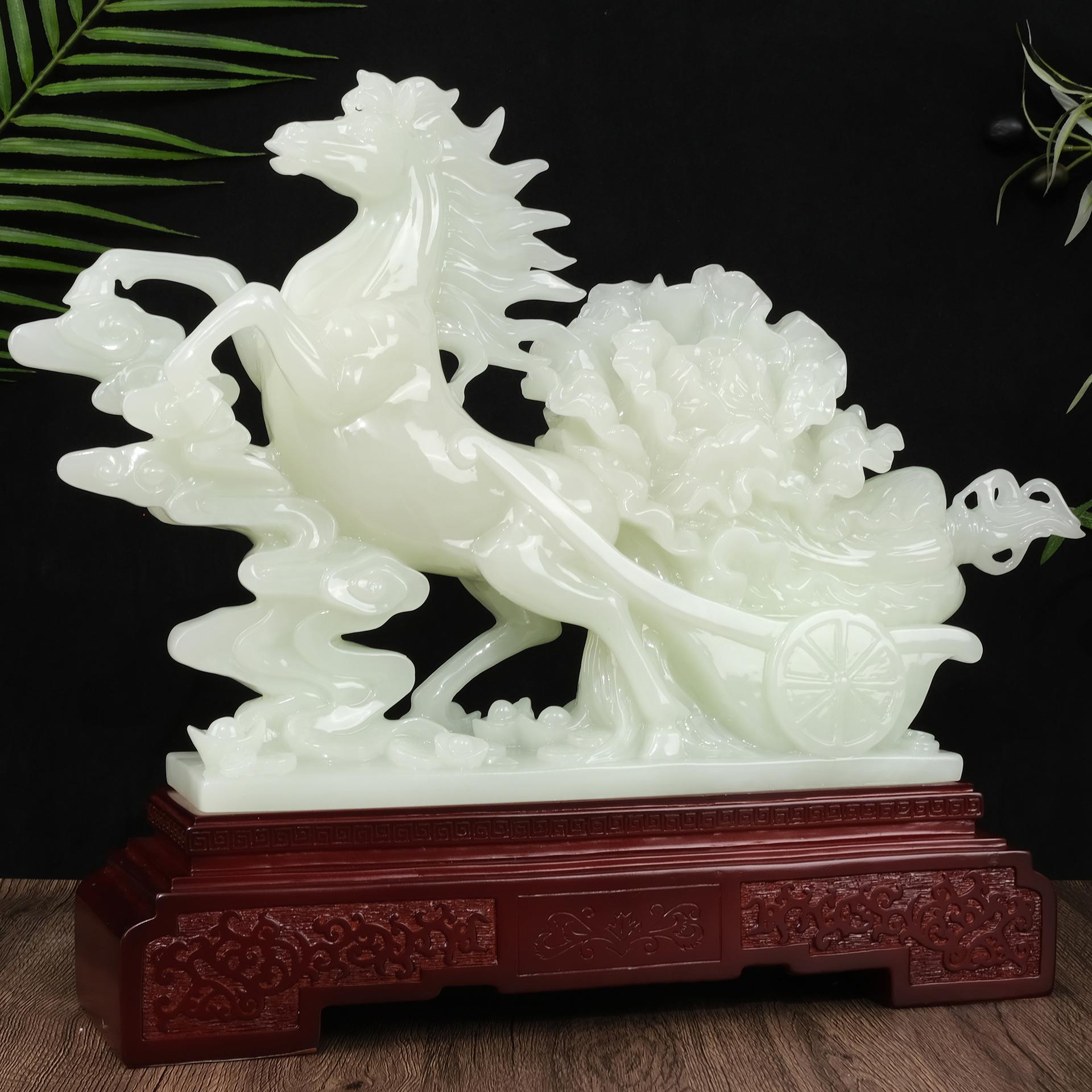 厂家直发立马发财摆件 仿玉招财工艺品开业客厅树脂艺品摆件饰品