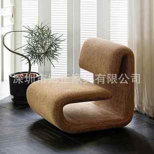 LEO休闲椅布艺单人沙发椅 单人椅中古风 北欧设计师法式 奶油风格