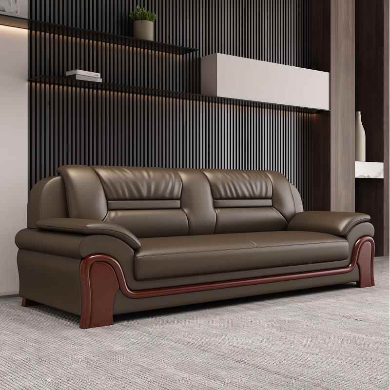 办公沙发2025新款简约中式商务酒店会客室接待办公室真皮茶几组合