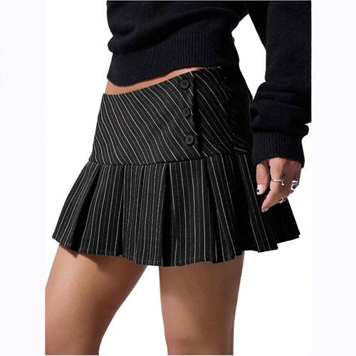 Women's Pleated Striped Mini Skirt Casual Daily Wear