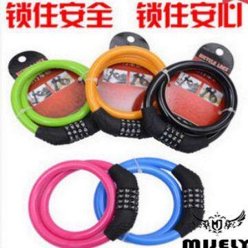 自行车四位密码锁山地车便携式防盗彩色锁死飞单车骑行装备