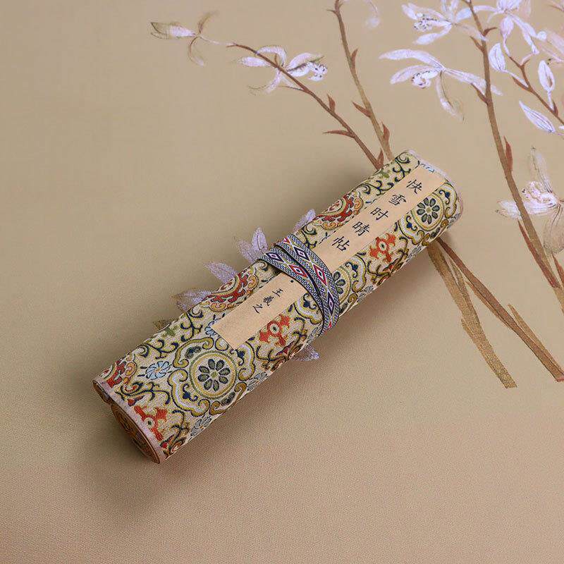 三希中秋伯远快雪时晴帖丝绸卷轴画喷绘钞券高清书法锦绫中式