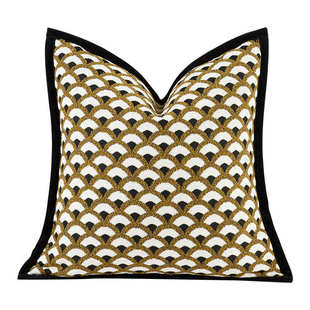 黄色枕套提花靠枕尼尔客厅高端样板间纹靠垫贝壳复古法式 沙发雪抱