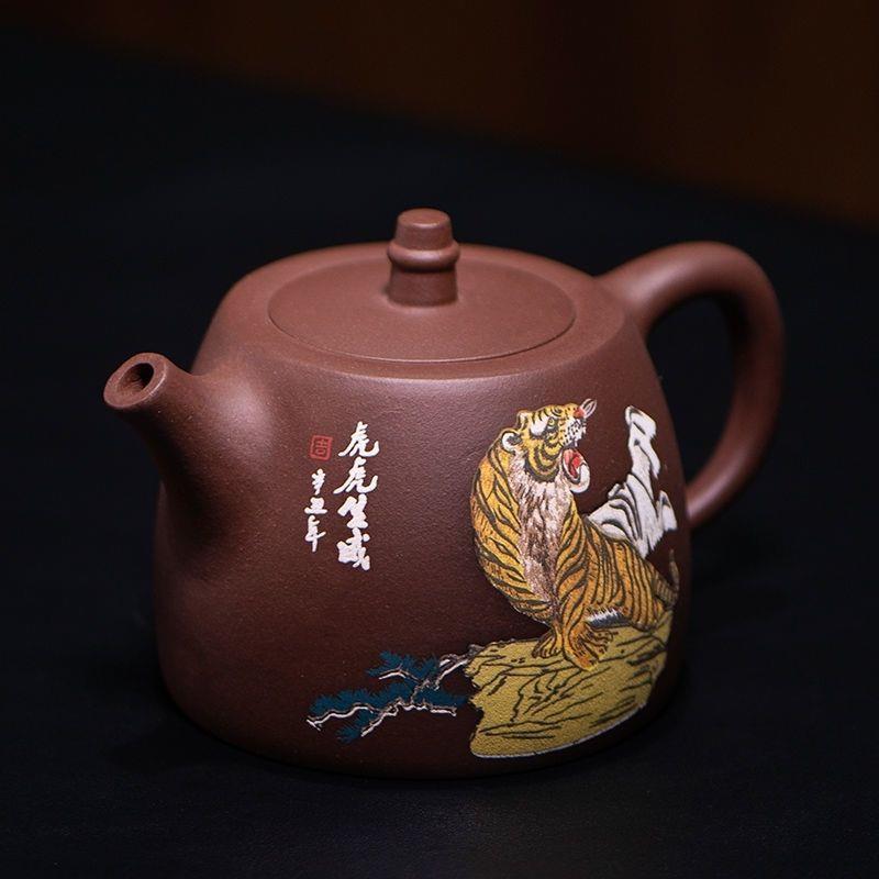 正宗宜郑小芳铎紫砂壶紫泥老虎汉铎泡茶茶壶家用兴大容量汉0157具