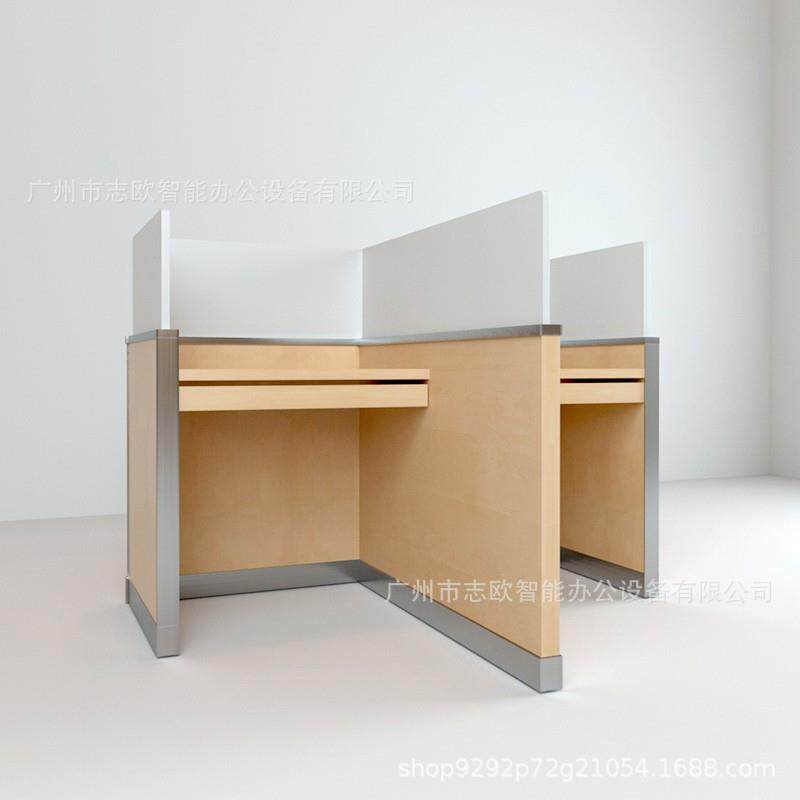 带翻转器山字型双人位屏风升降电脑（含桌子、含两台手动翻转器）