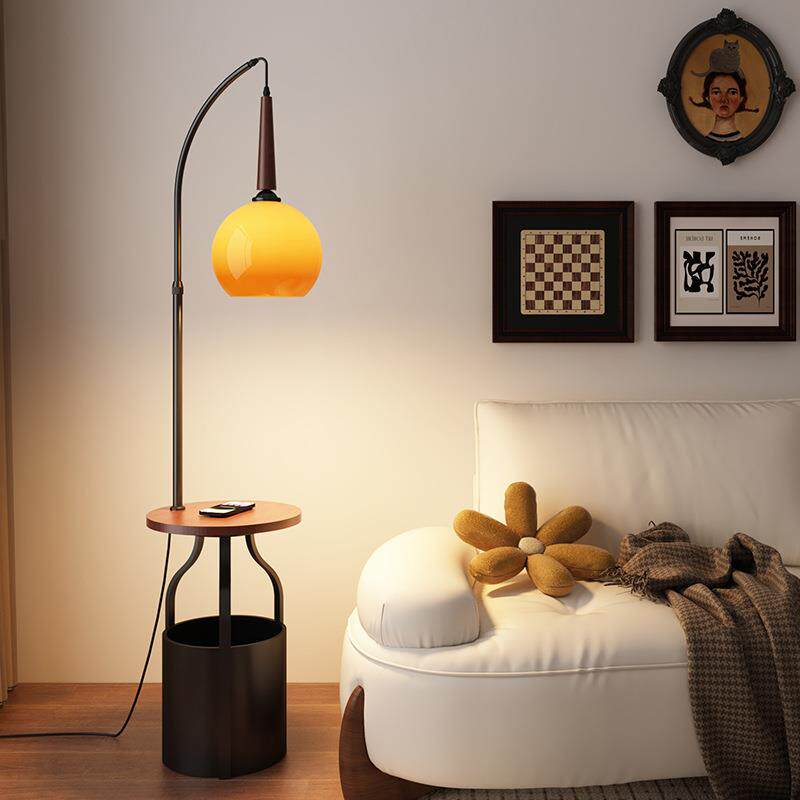 法式中古置物架带茶几客厅沙发落地灯高级轻奢大气床头灯立式台灯