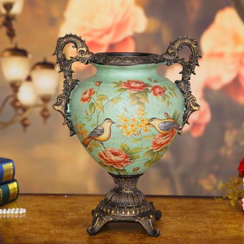 高档美复古陶大花瓶客瓷插花花器家居装饰品餐桌欧式创厅意落地式