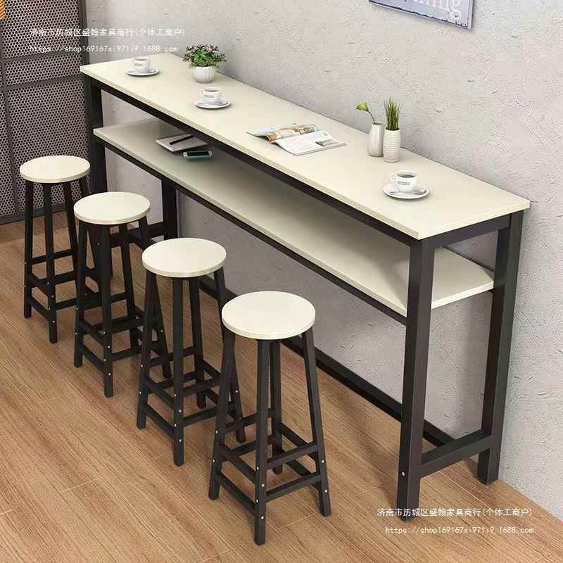 靠墙双层吧台桌家用客厅阳台隔断双层吧台高脚桌靠窗长条桌窄桌子