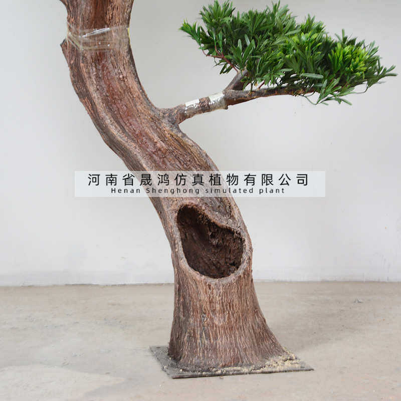 假松树玄关美人批发仿真松盆景盆栽定制松果仿真迎客松盆景罗汉松