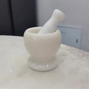 捣蒜器石臼天然大理石蒜臼子压蒜器蒜泥器捣蒜石头罐研磨家用窝子