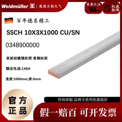 SSCH 10X3X1000 正品魏德米勒 10*3铜镀锌汇流排 0348900000
