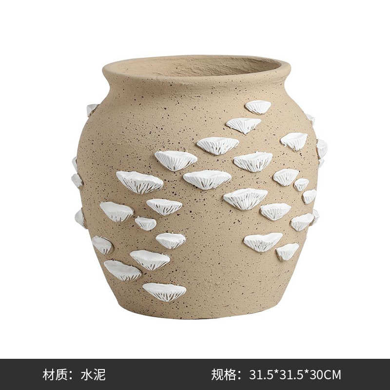 花瓶艺术寂酒店中工艺品玄关侘插花装饰贝壳纹古风创意客厅售楼处