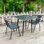 铁艺户外岩板桌椅正方形露天庭院桌子洽谈休闲阳台防水室外烧烤桌