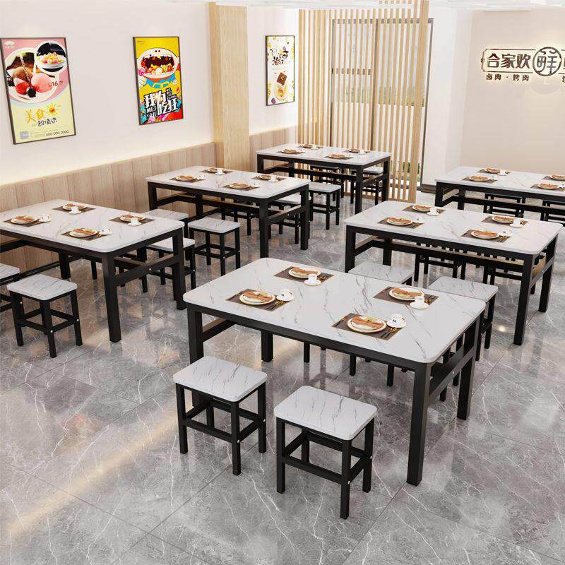 饭店桌椅组合商用餐饮员工食堂长方形早餐桌子小吃店快餐专用桌椅