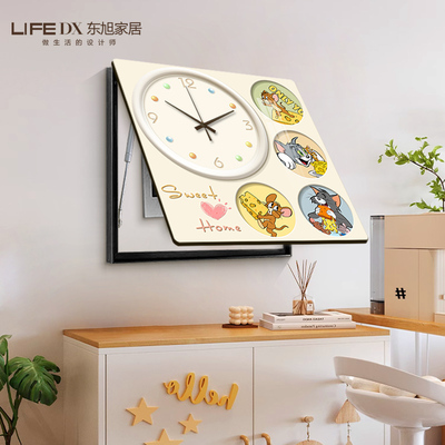 奶油风电表箱装饰画2025新款免打孔带钟表挂画遮挡配电箱竖款壁画