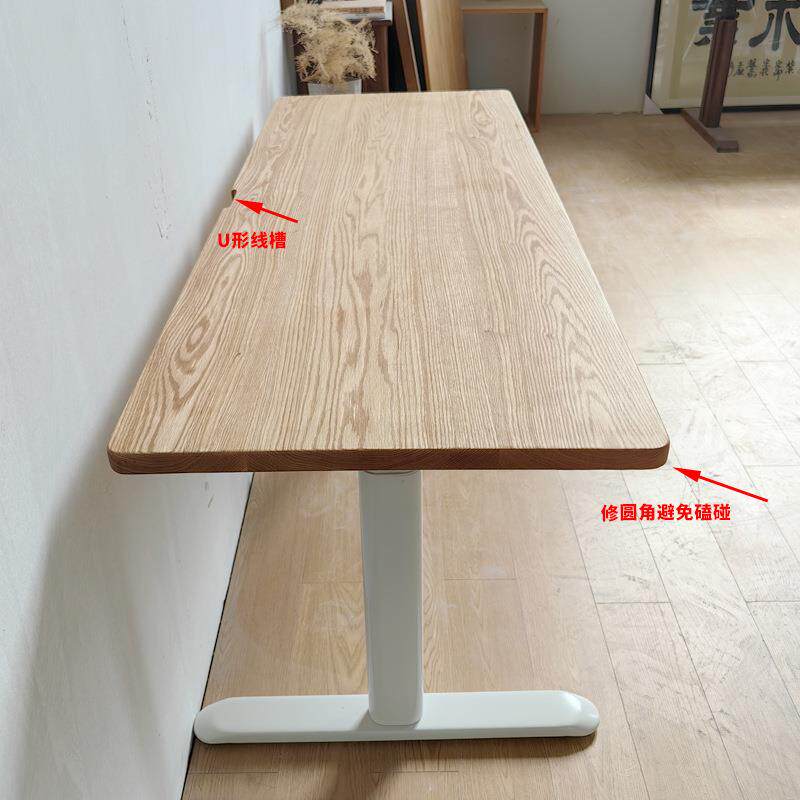 r红橡木人实木电动升降桌实原木家用办公桌简716约木书^桌可定双