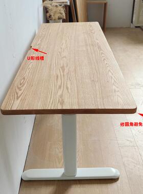 r红橡木人实木电动升降桌实原木家用办公桌简716约木书^桌可定双