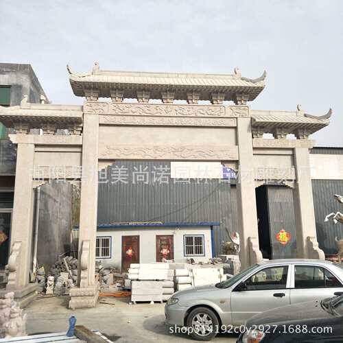 石雕三门牌楼 园林景区大型牌坊 三门五门单门牌坊牌楼制作