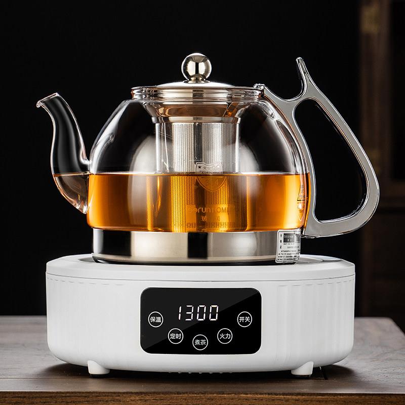玻润电磁炉玻璃烧水壶煮茶壶泡茶家用加厚不锈钢煮水壶黑晶炉套装