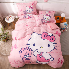 hellokitty凯蒂猫儿童四件套床上用品，纯棉卡通全棉女孩抗菌三件套