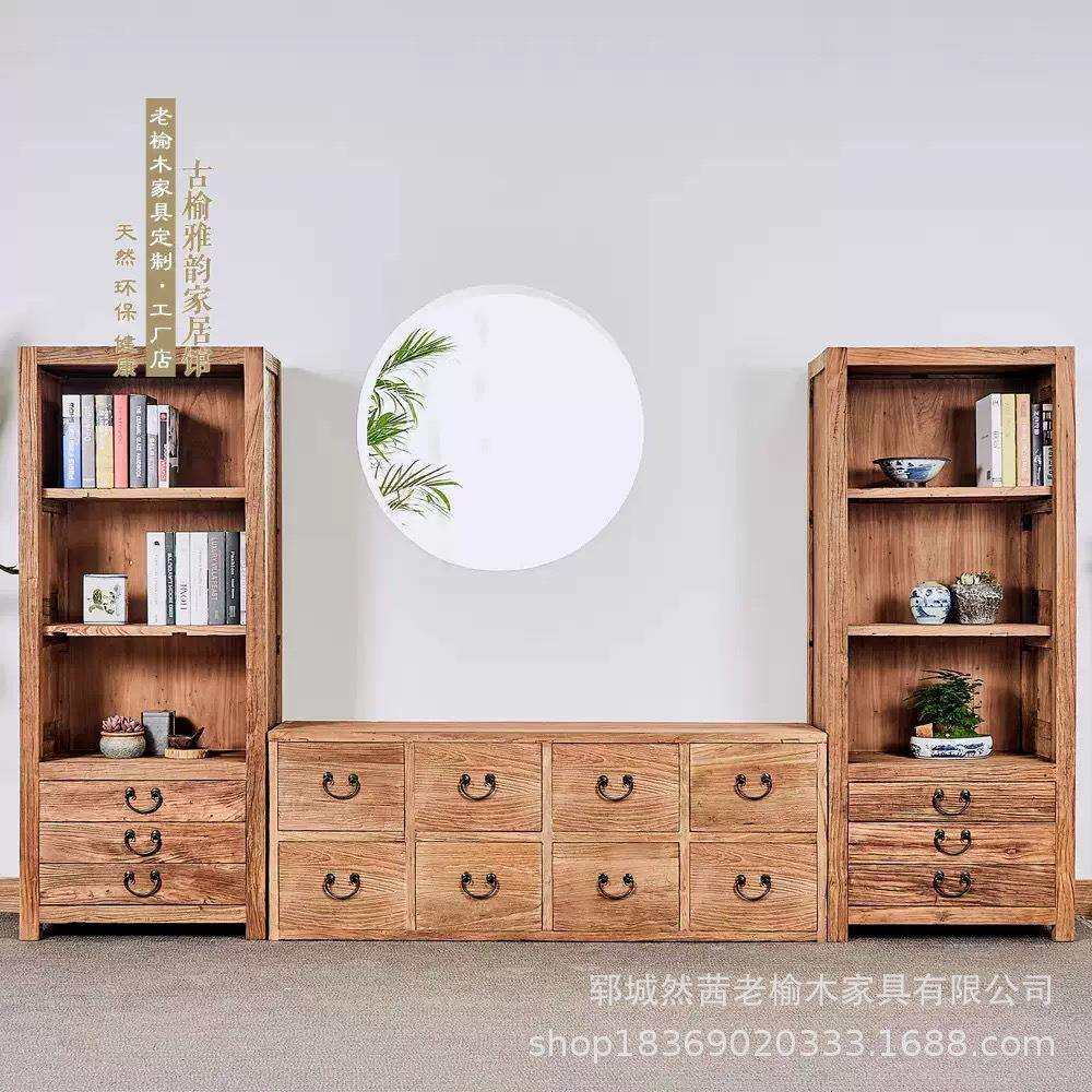 中式老榆木餐边柜客厅装饰收纳柜抽屉式斗柜博古架实木储物柜书柜