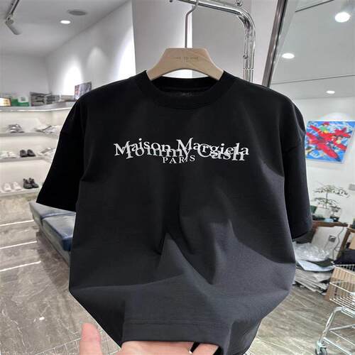 欧洲站~美式复古！短袖男夏季纯棉小领口设计感宽松韩版oversize