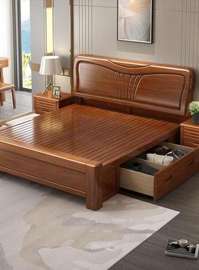新LS-620#中室式双桃木实胡木床小户型人床家用卧现代简约轻奢大