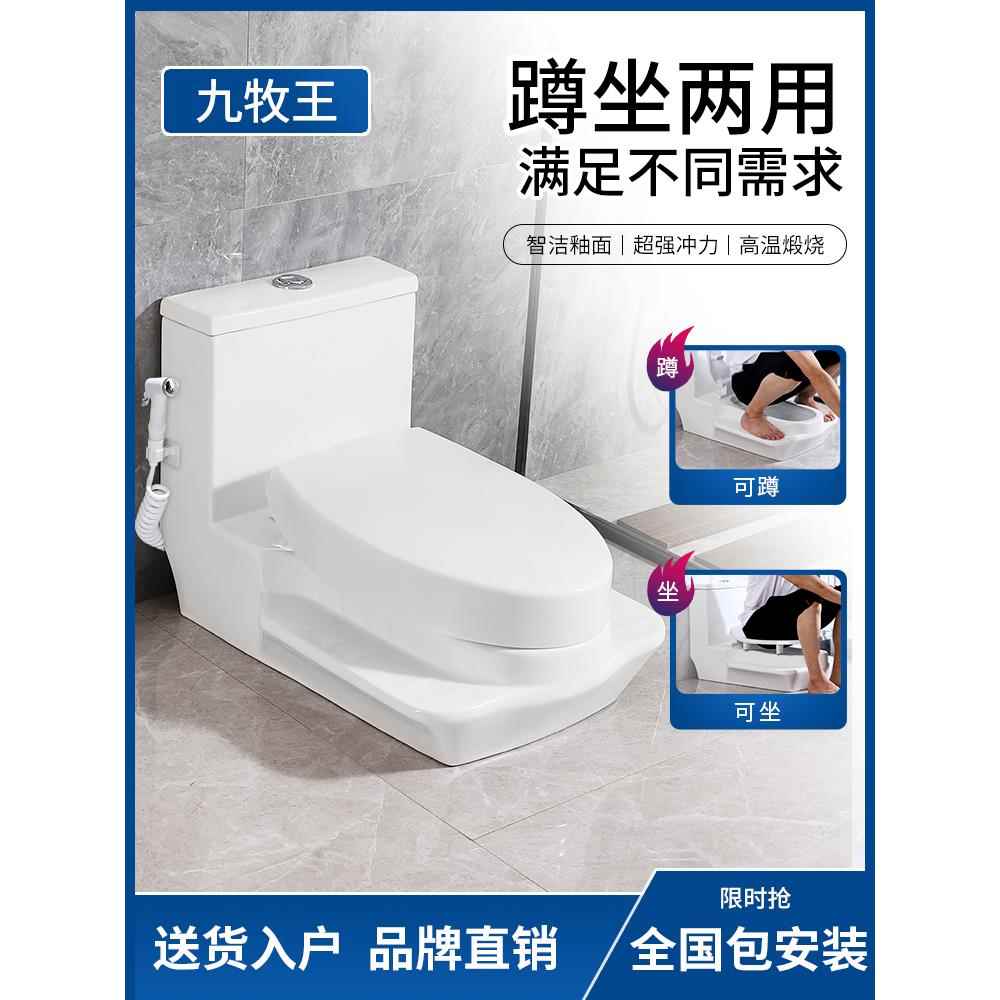 蹲坐两用一体式马桶改蹲便器双用可蹲可坐二合一台式座坐便器直冲