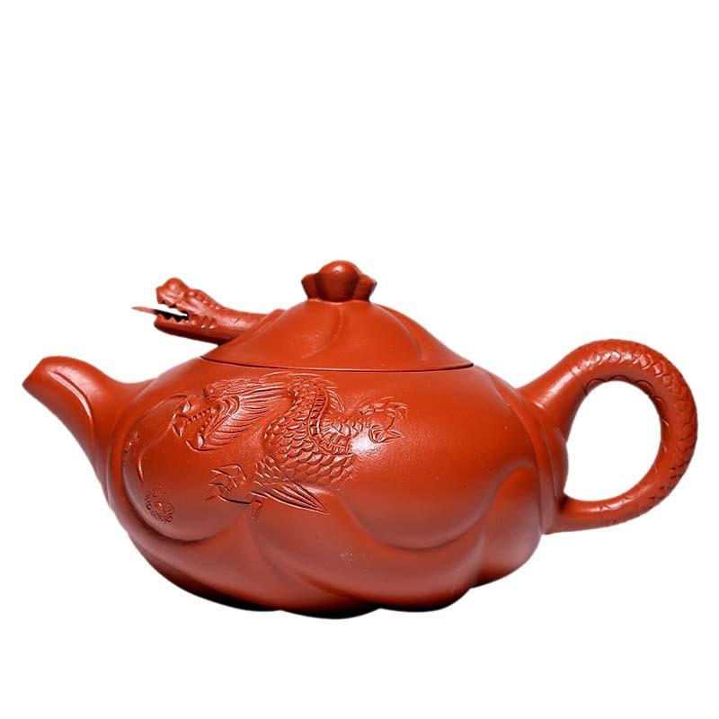 名家精品鱼化龙壶厂家直销原矿朱泥紫砂壶家用功夫茶具单壶