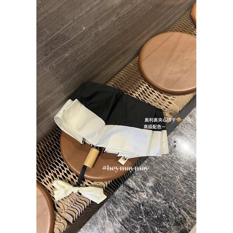 maymay 黑白奥利奥夹心饼干～纯实木手柄日系折叠雨伞小巧便携