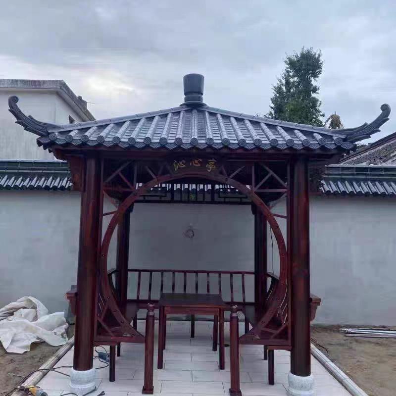 室外阳台防腐木复古四角凉亭六角亭字木屋长廊实木休闲葡萄架庭院
