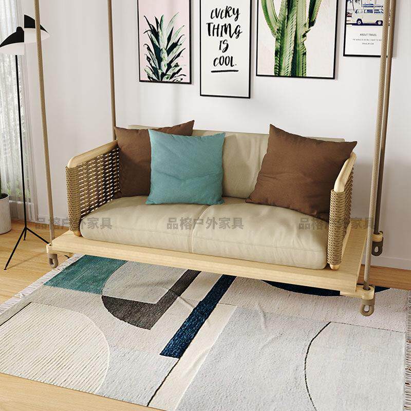 吊椅阳台家用室内秋千吊篮实木秋千家用休闲 吊床室外荡秋千椅懒