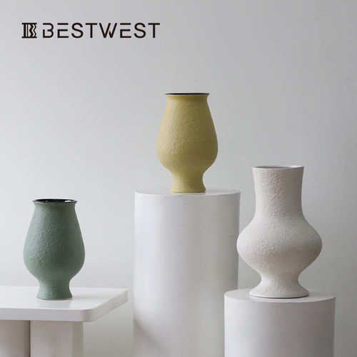 Best west 陶瓷花瓶高级感玄关桌面装饰干花瓶摆件客厅插花大肚瓶