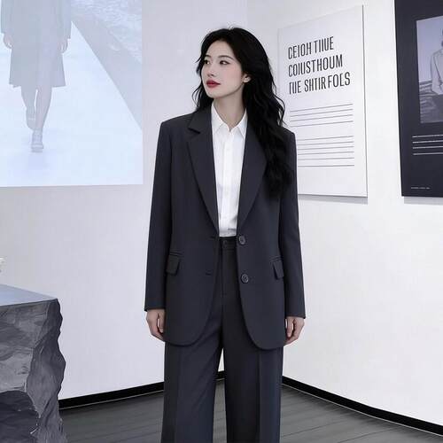 LILY MOST黑色西装套装女春季新款宽松休闲气质职业正装高级西服