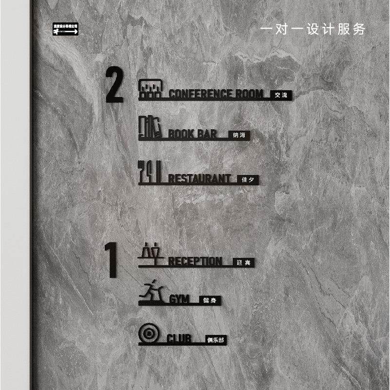 楼层指引牌酒店民俗电梯楼梯口指向指引写字楼高级导视标识牌定制