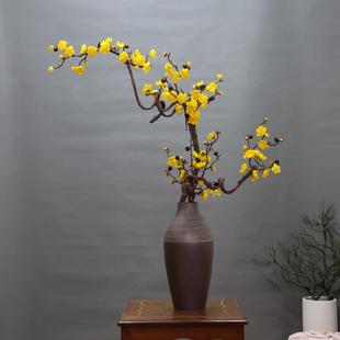 正品新中式复件古陶花瓶仿真梅花干枝假腊梅花摆酒店家居装饰瓷促