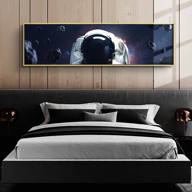 现代简约宇宙装饰画卧室床头挂画横幅主卧墙画星际太空创意墙壁画