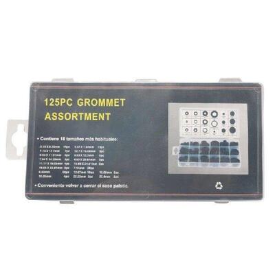 125PCS Rubber Grommet Assortment 18 Size Black Rubber