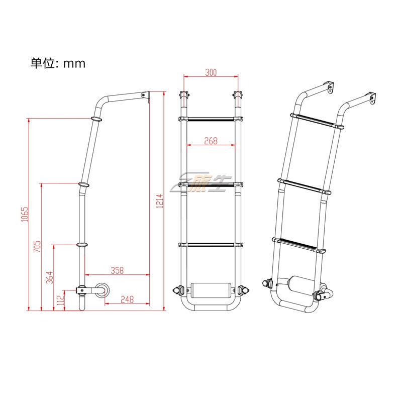宿营车侧爬梯 房车床车侧爬梯 侧梯子车顶爬梯房车改装配件